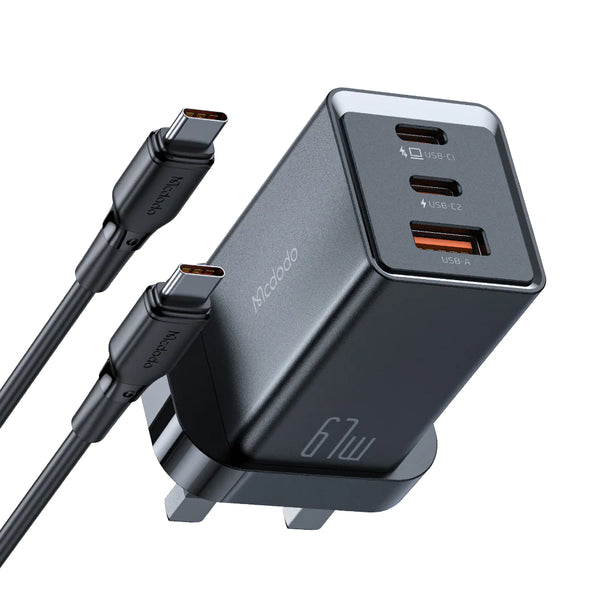 MCDODO PD 67W GAN 5 MINI FAST CHARGER POR SET WITH DATA CABLE 2M TYPE-C TO TYPE-C CH-155 - شاحن 67 واط مع كيبل تايب سي تايب سي 2 متر من مكدودو