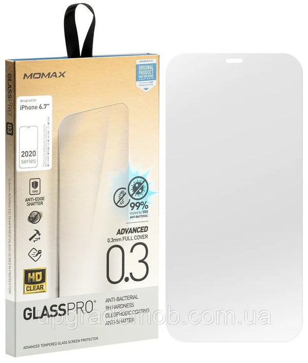 MOMAX GLASS SCREEN PROTECTOR GLASSPRO+ FOR IP 12 PRO MAX - لاصق شاشة شفاف للايفون 12 برو ماكس من موماكس
