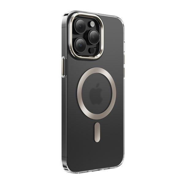 Green Lion Matte MagSafe (Metal Camera Ring and Metal Button) For iPhone - Tita/Gold  كفر ماك سيف للايفون من كرين