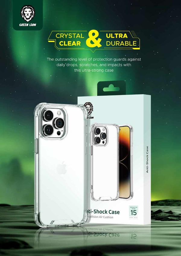 Green Lion Anti-Shock Case for iPhone 15 Pro Max ( 6.7" ) Clear - كفر شفاف للايفون 15 برو ماكس من كرين