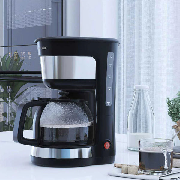 LePresso Drip Coffee Maker with Glass Carafe 1.25L 1000W-Black  - ماكنة تحضير القهوة بالتنقيط مع ابريق زجاجي 1.25 لتر من ليبريسو