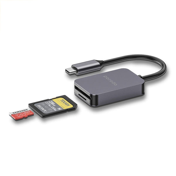 Porodo 2in1 USB-C Card Reader SD MicroSD - توصالة تايب سي 2 في 1 من بورودو