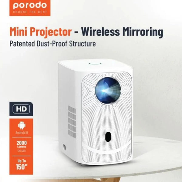 Porodo 720P Projector  Android 9 - داتا شو ميني من بورودو