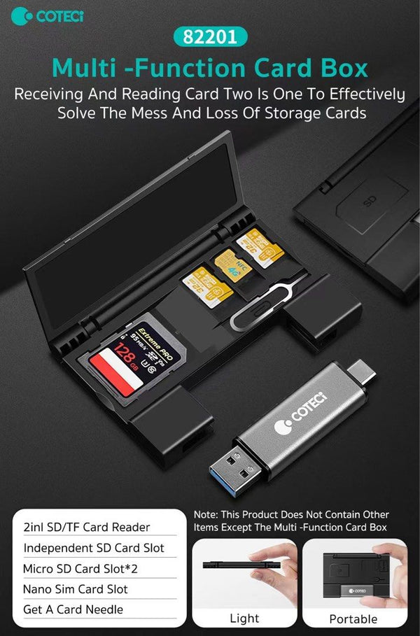 COTECI MULTI-FUNCTION CARD BOX 82201 - صندوق تخزين مع قارئ البطاقات متعدد الوظائف من كوتي