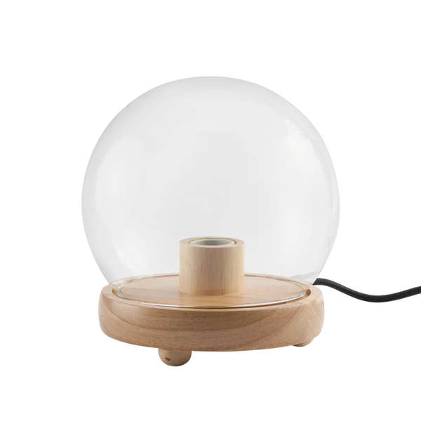 MOMAX WOODEN LAMP STAND WITH GLASS COVER SPHERE-قاعدة لمبة خشبية صلبة بغطاء زجاجي (كروي)