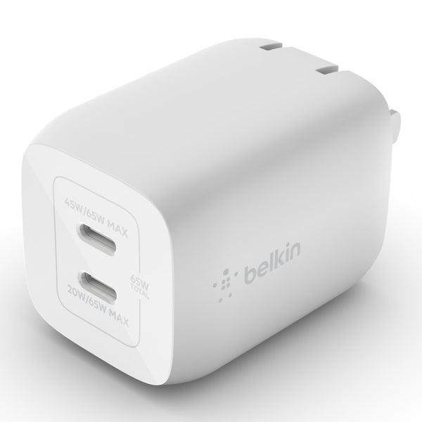 BELKIN BOOST CHARGE PRO DUAL WALL CHARGER 65W - راس شحن بيلكن 65 واط